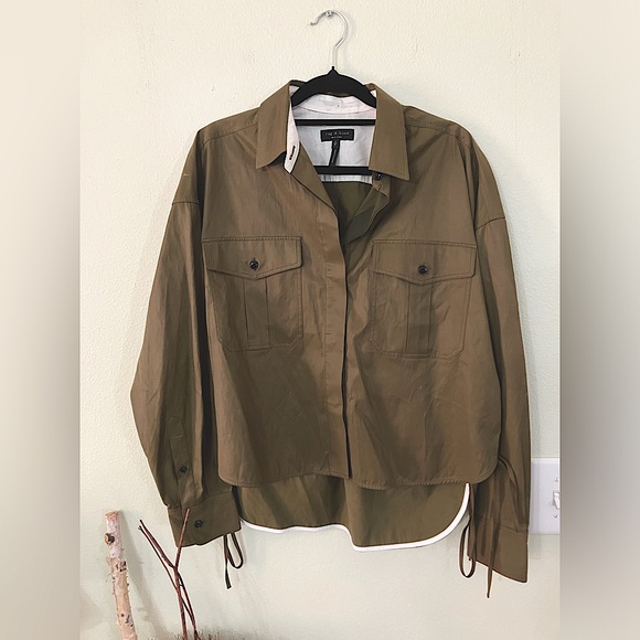 Rag & Bone olive green cropped button down - Picture 1 of 6